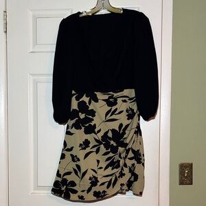 SHEIN Black and Tan Long Sleeve Dress